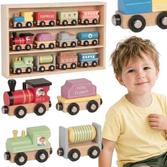 TOOKY TOY Mediniai Magnetiniai Vežimėliai