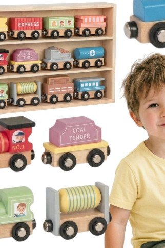 TOOKY TOY Mediniai Magnetiniai Vežimėliai TOOKY TOY Mediniai Magnetiniai Vežimėliai