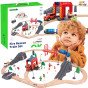 Tooky Toy Medinis Elektrinis Traukinys Gaisrinės Gelbėjimo Pareigūnų Garso Efektai 70 vnt. FSC