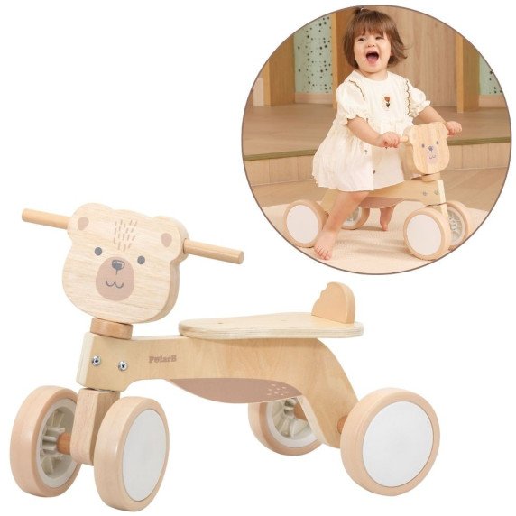 VIGA PolarB medinis riedulys Ruda Teddy Bear su minkštais ratais.