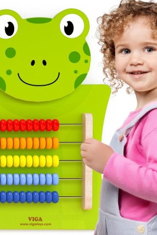 VIGA Medinis manipuliacinis lenta Skaitmenys varliukas FSC Montessori pažymėjimas