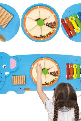 Montessori sensorinė manipuliacinė lenta „Dramblys“ Montessori sensorinė manipuliacinė lenta „Dramblys“