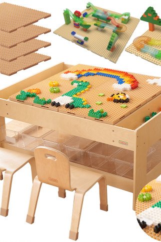 MASTERKIDZ Medinis mokomasis stalas + STEM Sienos priedai + 359 vnt. MASTERKIDZ Medinis mokomasis stalas + STEM Sienos priedai + 359 vnt.