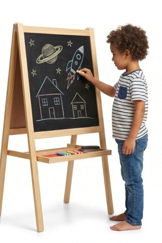 KLASIKINIS PASAULIO EDU Medinis mokomasis stalas su kreidele KLASIKINIS PASAULIO EDU Medinis mokomasis stalas su kreidele