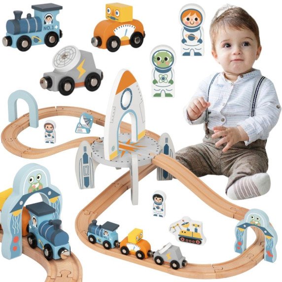 Medinis kosmoso traukinukų takelis TOOKY TOY