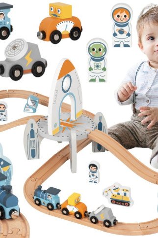 Medinis kosmoso traukinukų takelis TOOKY TOY