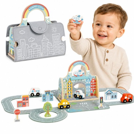 TOOKY TOY Mini miesto mobilus automobiliukų rinkinys