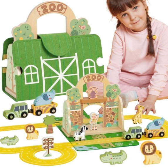 TOOKY TOY Mini Zoo Portable Gyvūnų Krepšio Rinkinys