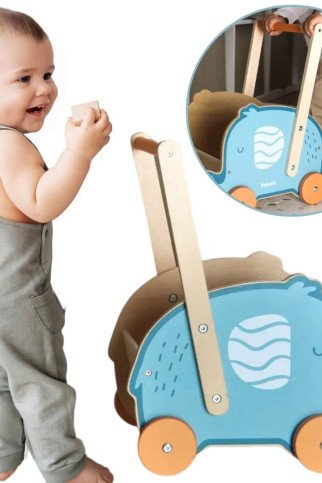 VIGA PolarB Medinis 2-in-1 Vežimėlis, Ratai, Dramblys