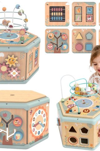 TOOKY TOY Medinis Montesori šešiakampis atidarymo dėžutė TOOKY TOY Medinis Montesori šešiakampis atidarymo dėžutė
