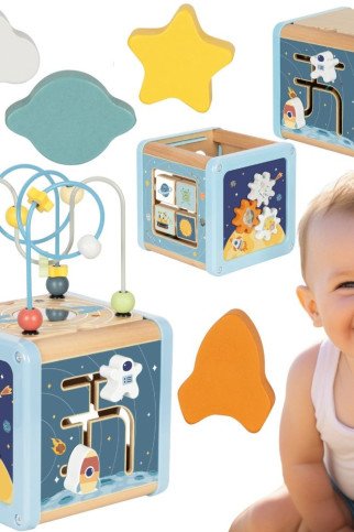 TOOKY TOY Medinis veiklos kubas Erdvės rūšiavimo labirintas