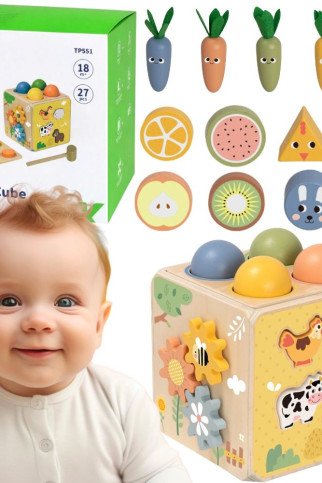 Medinis atsilenkiantis išsilavinimo kubas 5-iu-1 Tooky Toy Medinis atsilenkiantis išsilavinimo kubas 5-iu-1 Tooky Toy
