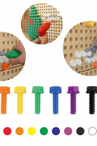 MASTERKIDZ Spalvoti varžtai kūrybingai mokslinių disciplinų lentai 512 vnt., įvairių spalvų