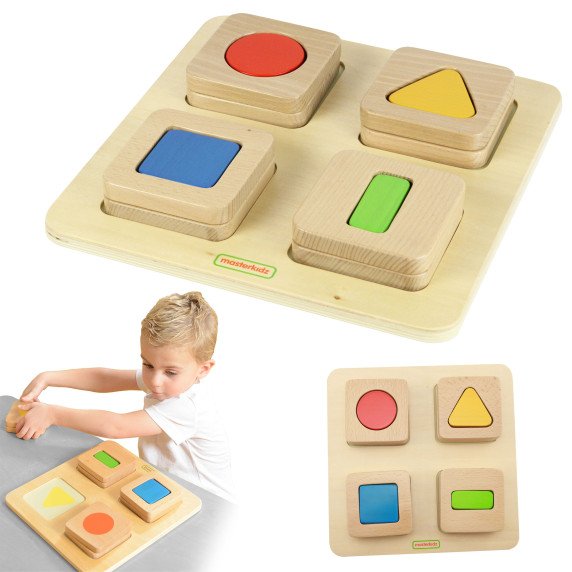 MASTERKIDZ Montessori Mediniai Kvadratai ir Spalvų Jutiklinis Rūšiaviklis