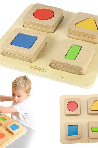 MASTERKIDZ Montessori Mediniai Kvadratai ir Spalvų Jutiklinis Rūšiaviklis MASTERKIDZ Montessori Mediniai Kvadratai ir Spalvų Jutiklinis Rūšiaviklis
