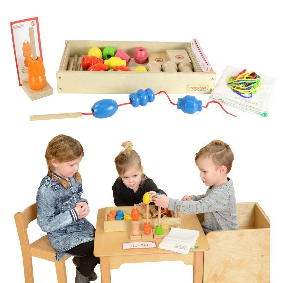 Didelis medinis Montessori siuviklis iš MASTERKIDZ