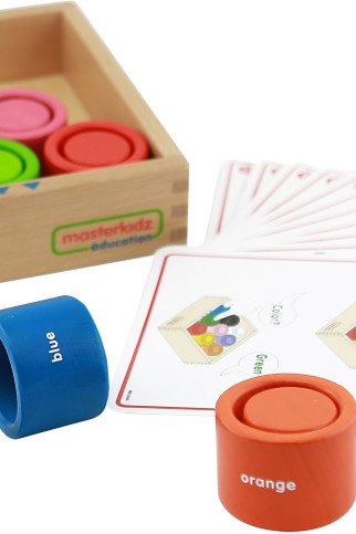 MASTERKIDZ Įvairių spalvų mediniai blokeliai ir apvalios taurės MASTERKIDZ Įvairių spalvų mediniai blokeliai ir apvalios taurės