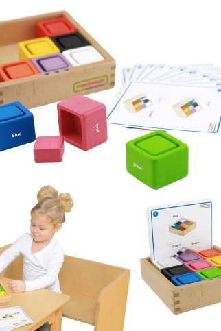 MASTERKIDZ Puodeliai ir Kvadratiniai Blokeliai Mediniai Žaislai Montesori Spalvų Rūšiavimo Žaidimui MASTERKIDZ Puodeliai ir Kvadratiniai Blokeliai Mediniai Žaislai Montesori Spalvų Rūšiavimo Žaidimui
