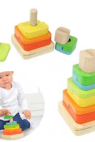 MASTERKIDZ Medinis Montesori piramidės rūšiavimo galvosūkis MASTERKIDZ Medinis Montesori piramidės rūšiavimo galvosūkis