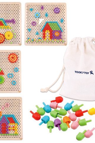TOOKY TOY Montessori Mozaikos galvosūkių lenta su smeigėmis „Climbing“ 88 vnt. TOOKY TOY Montessori Mozaikos galvosūkių lenta su smeigėmis „Climbing“ 88 vnt.