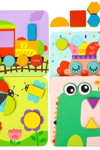 TOOKY TOY 4 in 1 Puzzle Montessori Blokų galvosūkiai TOOKY TOY 4 in 1 Puzzle Montessori Blokų galvosūkiai