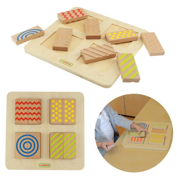 MASTERKIDZ Montessori dvipusės taktilinės vaizdinės dėlionės kubai
