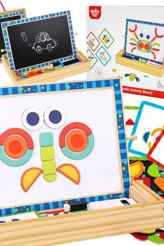 TOOKY TOY Magnetinė lenta su kreidelėmis 2 viename formų galvosūkiai 117 dalys FSC sertifikuotos TOOKY TOY Magnetinė lenta su kreidelėmis 2 viename formų galvosūkiai 117 dalys FSC sertifikuotos