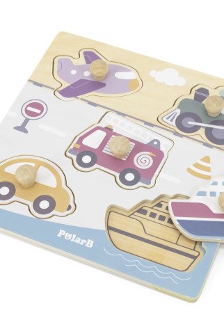 VIGA „PolarB“ medinis žaislų rinkinys „Transporto priemonės su kryptimis“