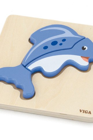 VIGA Pirminis medinis dėlionė delfinas kūdikiui