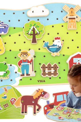 VIGA Mediniai tinkleliai suverti Jesus Montessori fermos gyvūnai VIGA Mediniai tinkleliai suverti Jesus Montessori fermos gyvūnai