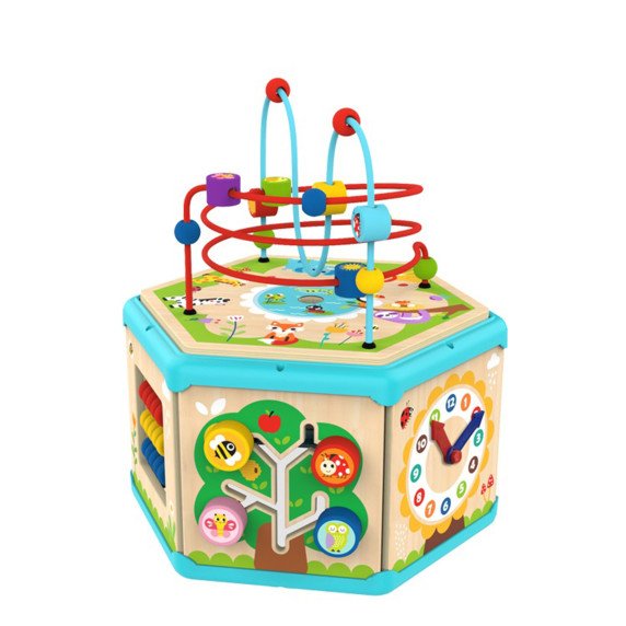 TOOKY TOY interaktyvi Medžio Montesorio šešiakampė atidarymo dėžutė