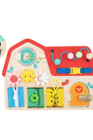 TOOKY TOY Medinis Montesori manipuliacinis lenta su spynėmis, ratais ir kilpomis TOOKY TOY Medinis Montesori manipuliacinis lenta su spynėmis, ratais ir kilpomis