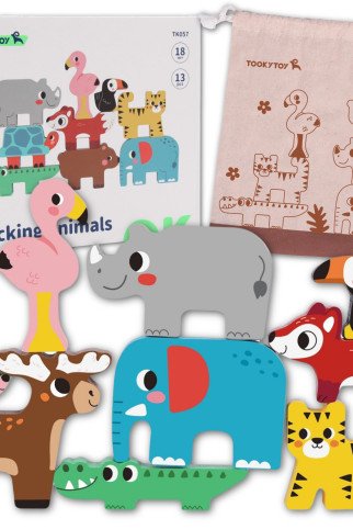 TOOKY TOY Mediniai Kubeliai Puzzle Gyvūnai Montessori 9 vnt. TOOKY TOY Mediniai Kubeliai Puzzle Gyvūnai Montessori 9 vnt.