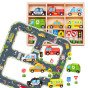 TOOKY TOY automobilių kelio galaktikos galvosūkiai + transporto priemonės automobiliai kelio ženklai