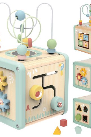 TOOKY TOY Medinis veiklos kubas su rūšiavimo labirintu TOOKY TOY Medinis veiklos kubas su rūšiavimo labirintu