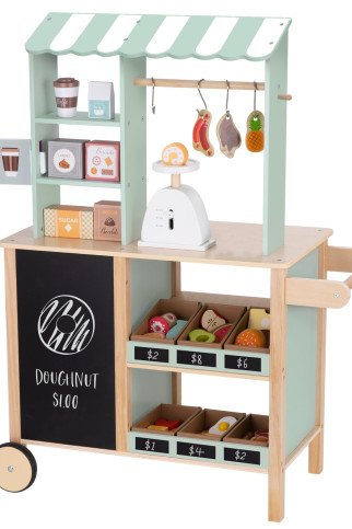 TOOKY TOY Produktų parduotuvės stalas Iš medžio Orkaitė Svarstyklių Kortelių skaitytuvas