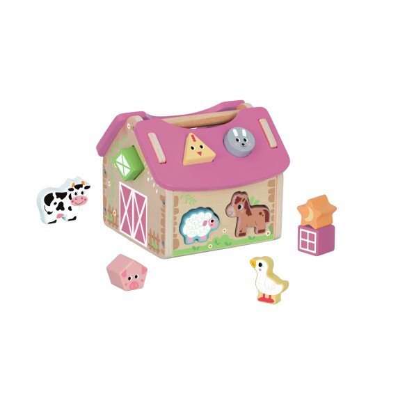TOOKY TOY Ūkio Medžio gyvūnų formų rūšiavimo žaislas