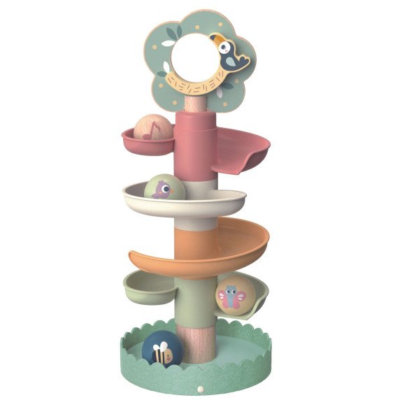Tooky Toy Medinis kamuolių žaidimų takelis su gyvūnais Spiralės kamuolių takelis + 4 kamuoliai