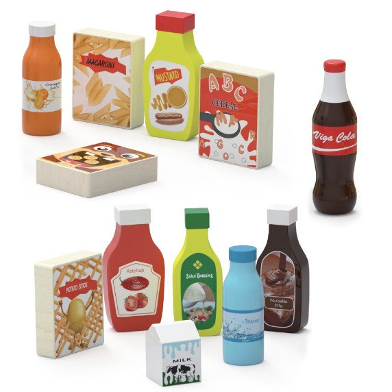 VIGA Medinis užkandžių ir gėrimų rinkinys, kuriame yra 12 maisto produktų