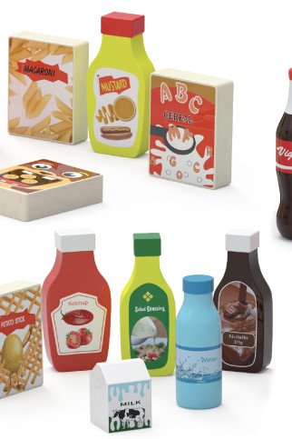 VIGA Medinis užkandžių ir gėrimų rinkinys, kuriame yra 12 maisto produktų VIGA Medinis užkandžių ir gėrimų rinkinys, kuriame yra 12 maisto produktų