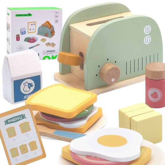 TOOKY TOY Medinis Tosteris Pastelinis Pusryčių Rinkinys