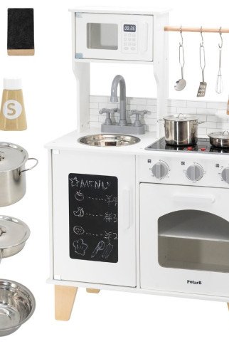 VIGA PolarB medinis virtuvinis komplektas su šviesos ir garso efektais + priedai VIGA PolarB medinis virtuvinis komplektas su šviesos ir garso efektais + priedai