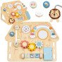 TOOKY TOY Didelė medinė manipuliavimo lentos namas - Veiklos centras