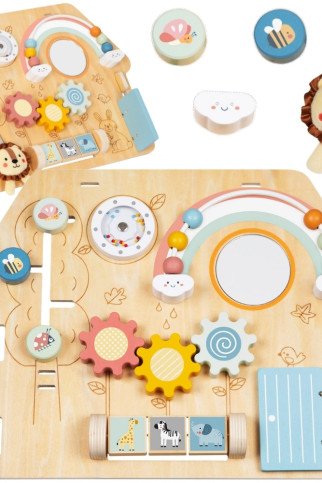 TOOKY TOY Didelė medinė manipuliavimo lentos namas - Veiklos centras TOOKY TOY Didelė medinė manipuliavimo lentos namas - Veiklos centras