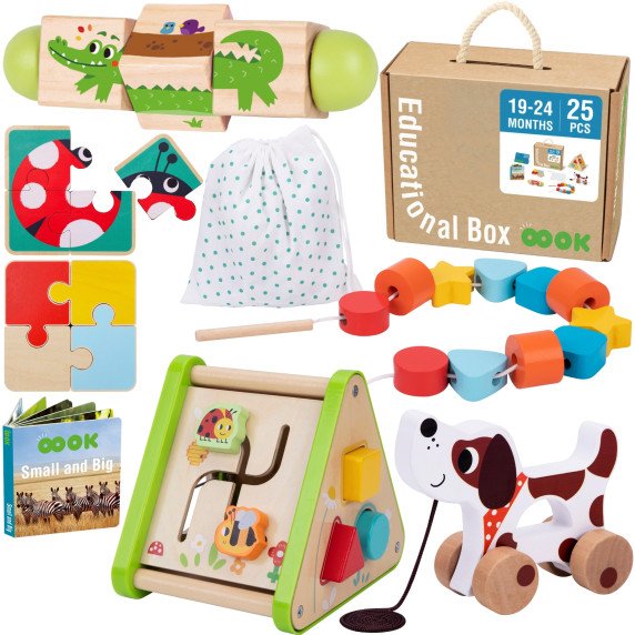 TOOKY TOY dėžutė XXL Montessori lopšelis 6in1 pojūčių dėžė 19-24 mėnesiai
