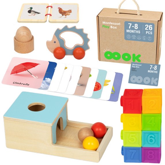 TOOKY TOY dėžutė XXL Montessori edukacinė 6in1 jutimo dėžutė 7-8 mėnesiai