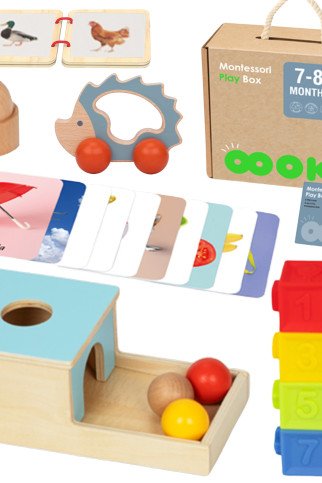 TOOKY TOY dėžutė XXL Montessori edukacinė 6in1 jutimo dėžutė 7-8 mėnesiai