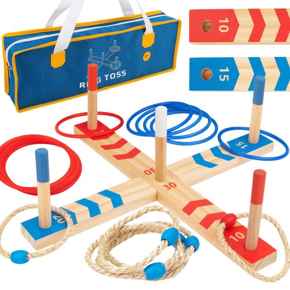 TOOKY TOY Medinis linksnių kryžiaus žaidimas Arcade Ring Cross Game