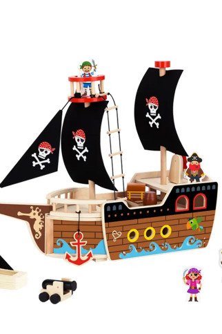 TOOKY TOY Piratų laivas su mediniais figūrėlėmis rinkinys TOOKY TOY Piratų laivas su mediniais figūrėlėmis rinkinys