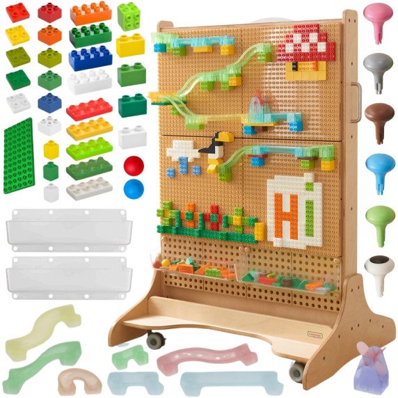 MASTERKIDZ Laisvai stovintis medinis STEM lenta + priedai